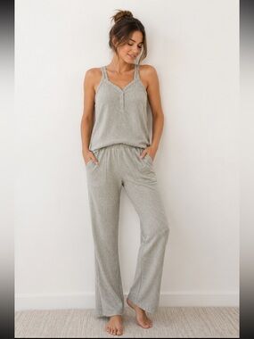 Tranquil & True Waffle Knit Lounge Set Tank Top Pants Pijama - Size Large